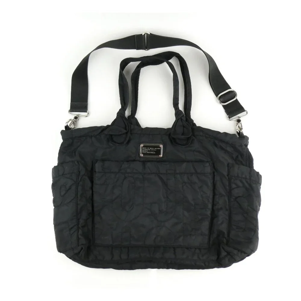 Marc By Marc Jacobs Black Quilted Nylon‎ Tote Bag With Adjustable Strap